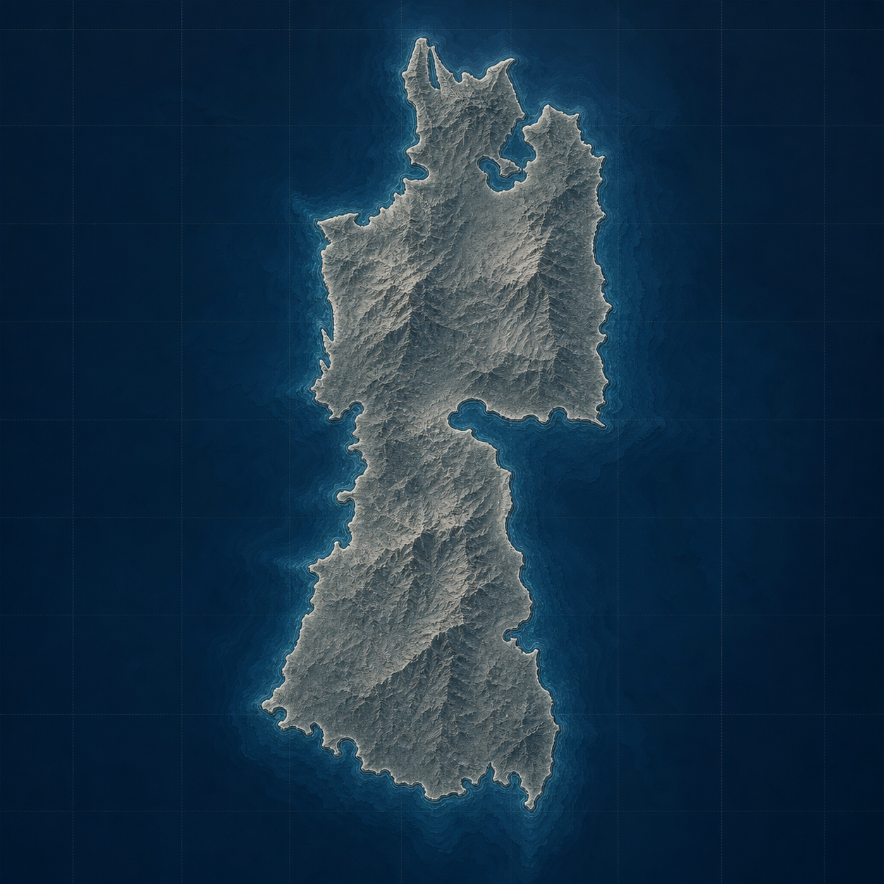Topographic and bathymetric map of the Republic of Ainare.