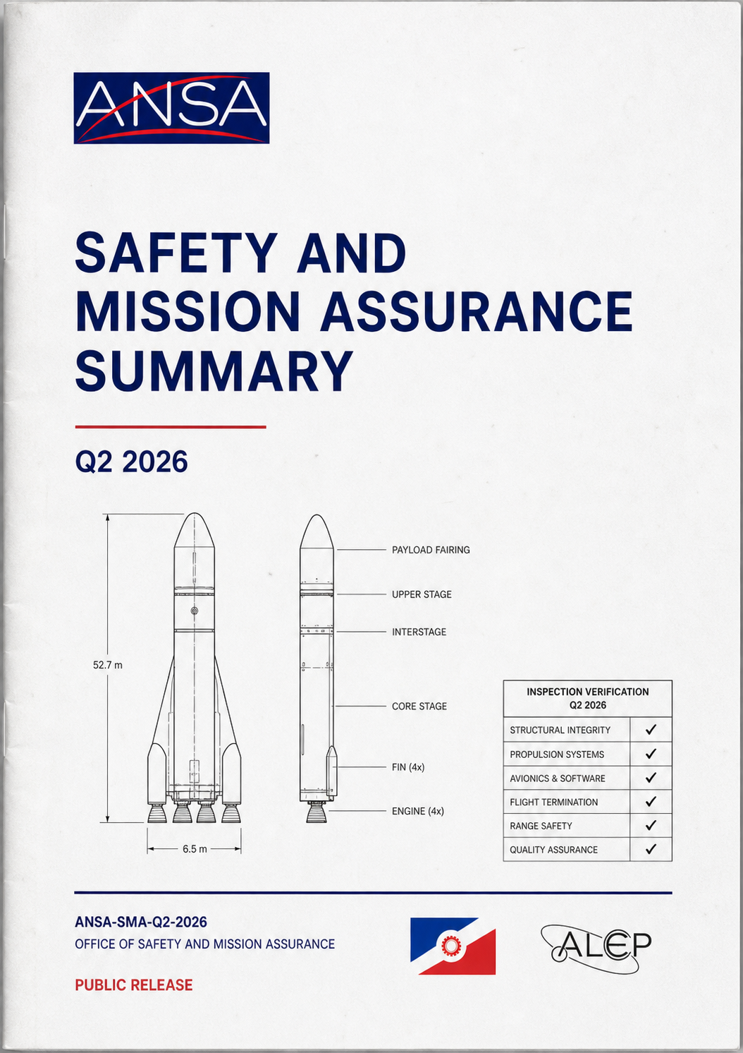 Scanned public-edition cover of the ANSA Safety and Mission Assurance Summary for Q2 2026.